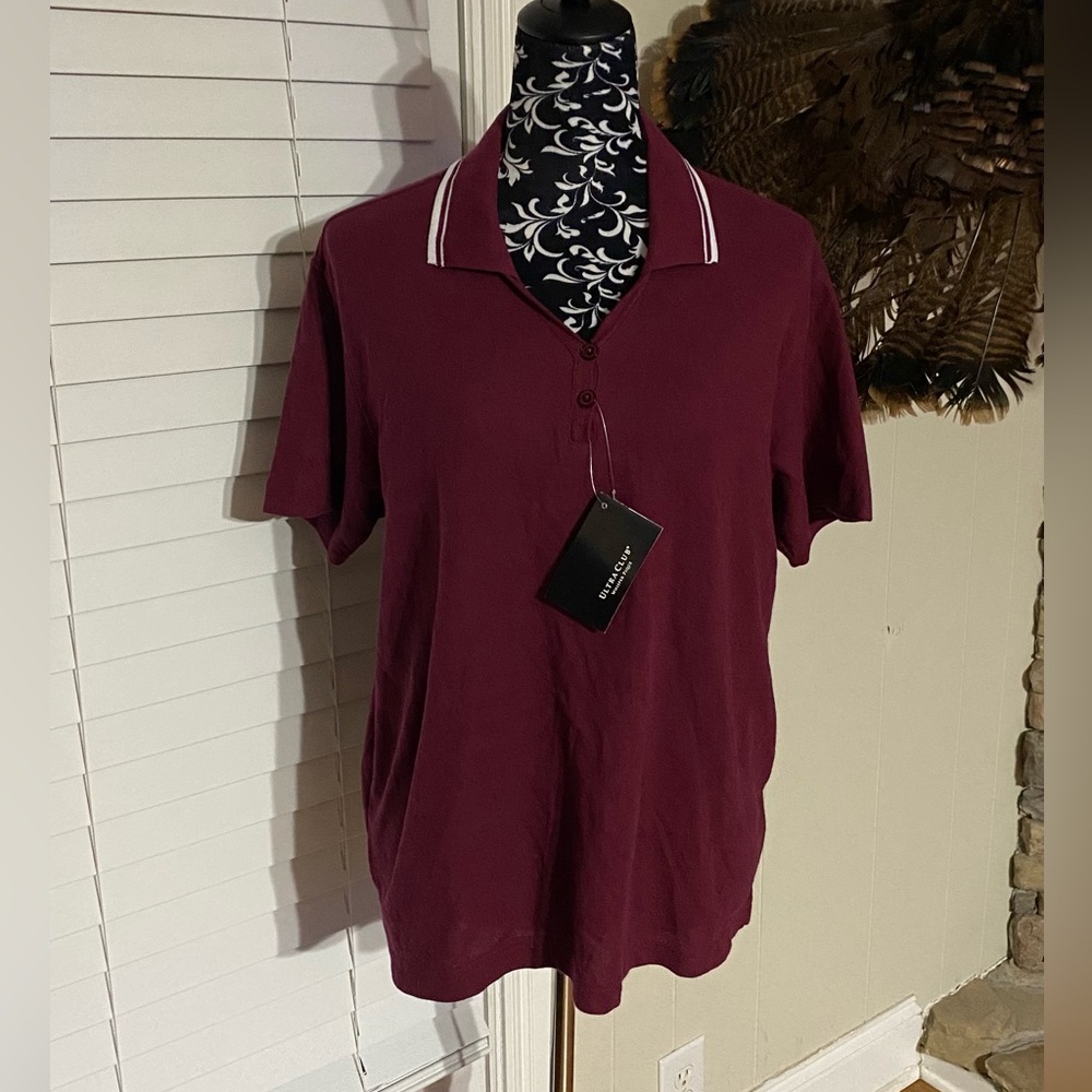 Ultraclub Women's Whisper Pique Wrinkle Resistant Relaxed Fit Polo Shirt Size L - Picture 4 of 13